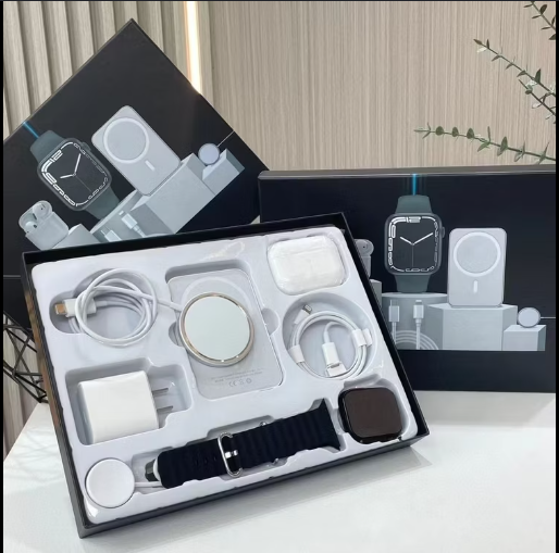Smart Watch + Wireless Earphones + Wireless Charger + Wireless Power Bank – Bundle Pack